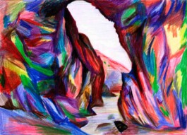 Eine Felsformation in ganz unterschiedlichen intensiven Farben.