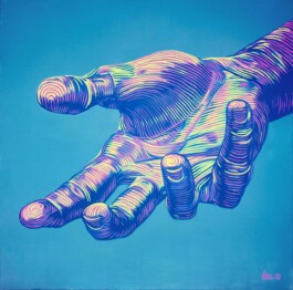 Eine bunte Hand im «Super Copper» Stil 